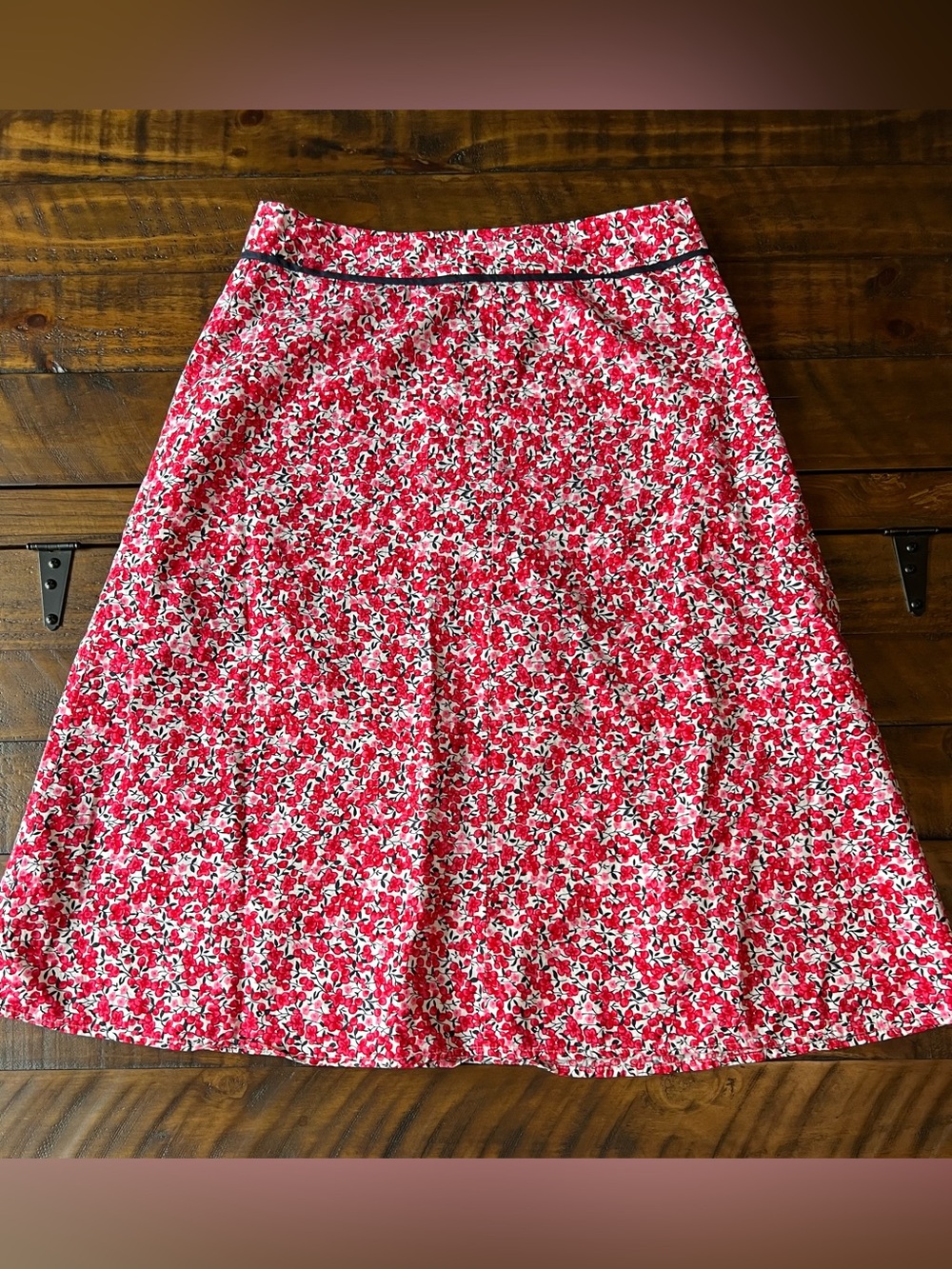 Christopher & Banks Red Floral A-Line Skirt